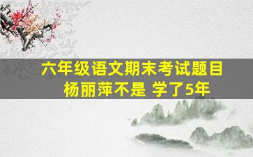 六年级语文期末考试题目 杨丽萍不是 学了5年